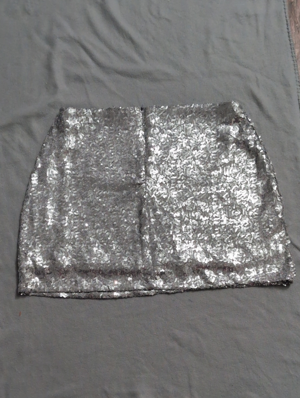 Tipsyelves Women's Skirt Silver Sequin Mini Skirt - High Shine Party Skirt - Picture 3 of 7